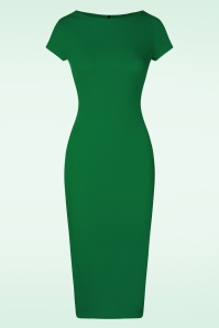 Vintage Chic for Topvintage - Effen jurk in smaragdgroen