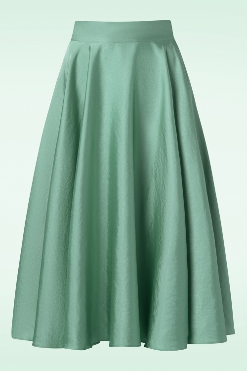 Banned Retro - Summer Silky Skirt in Mint Green