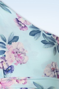 Vintage Chic for Topvintage - Olga Floral One Shoulder Maxi Kleid in Pale Blau 3