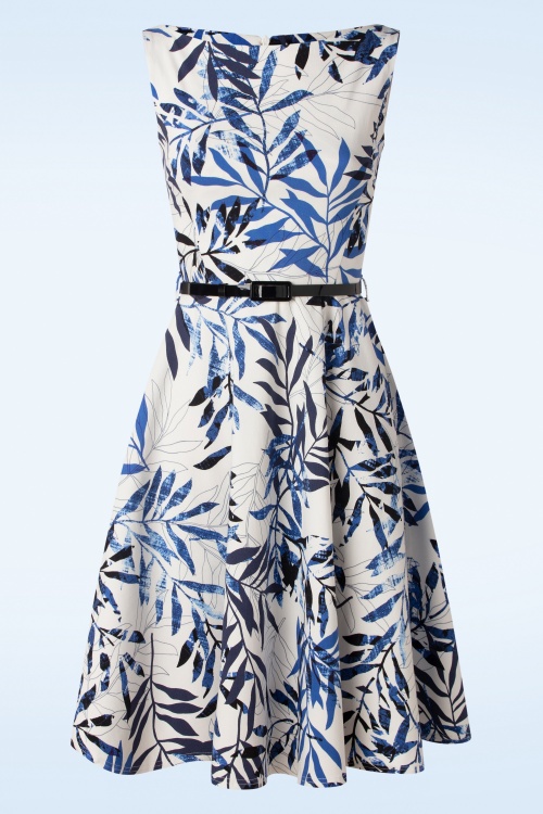 Vintage Chic for Topvintage - Blue Leaf Swing Dress in White