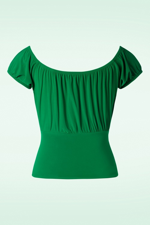 Vintage Chic for Topvintage - Belinda off-shoulder top in groen 2