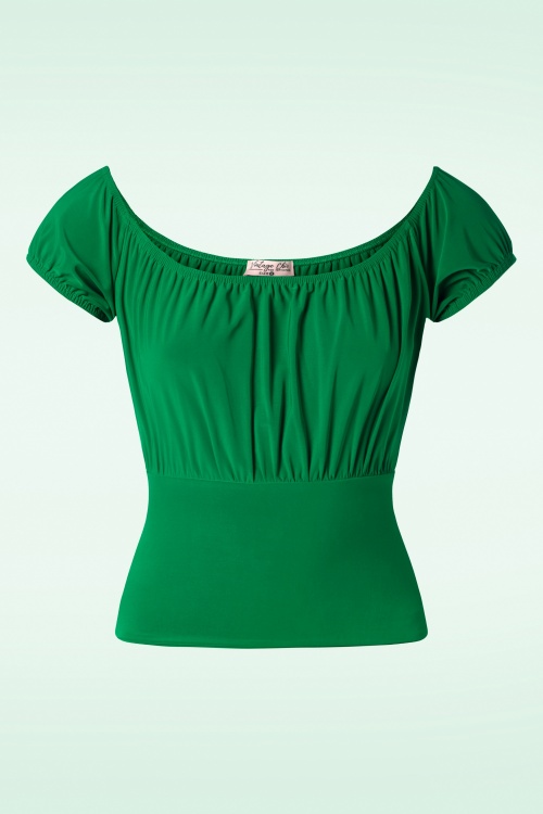 Vintage Chic for Topvintage - Belinda Off Shoulder Top in Green