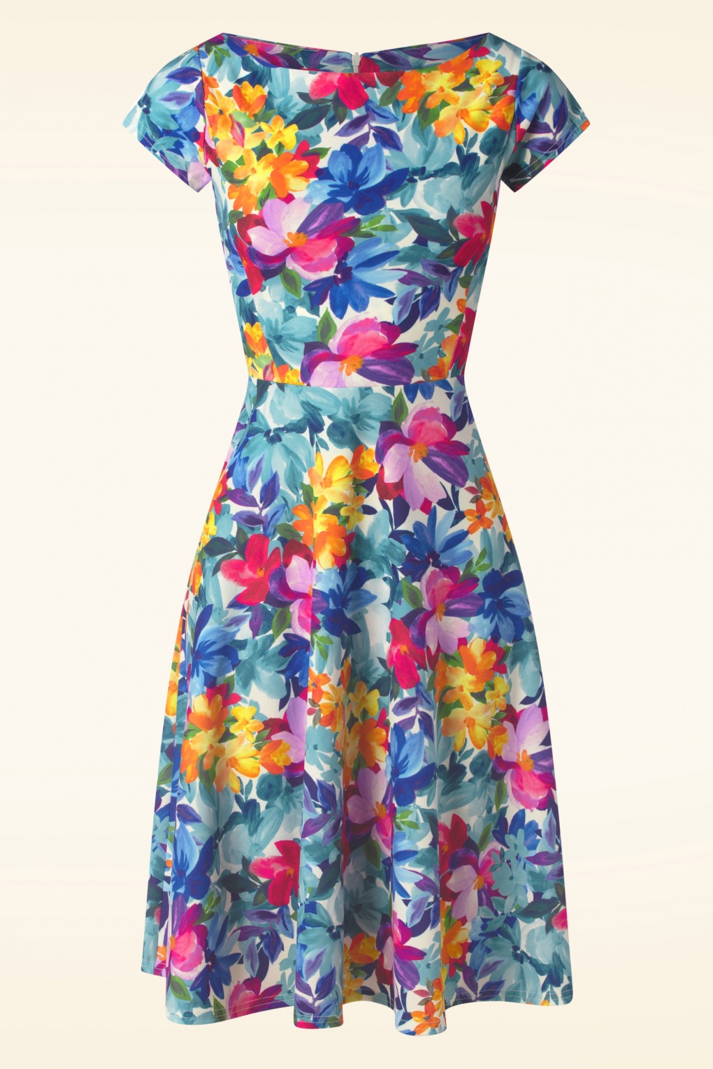 Vintage Chic for Topvintage - Reva Swingjurk met bloemenprint in meerdere kleuren