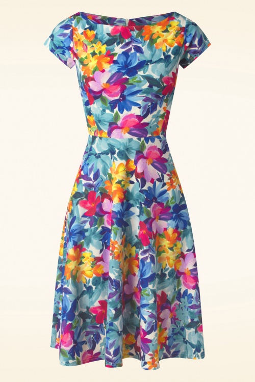 Vintage Chic for Topvintage - Reva Floral Swing Kleid in Multi 2