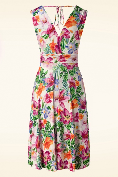 Vintage Chic for Topvintage - Jane Tropical Florals Swing Kleid in Weiß 2