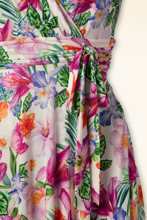 Vintage Chic for Topvintage - Jane Tropical Florals Swing Kleid in Weiß 3