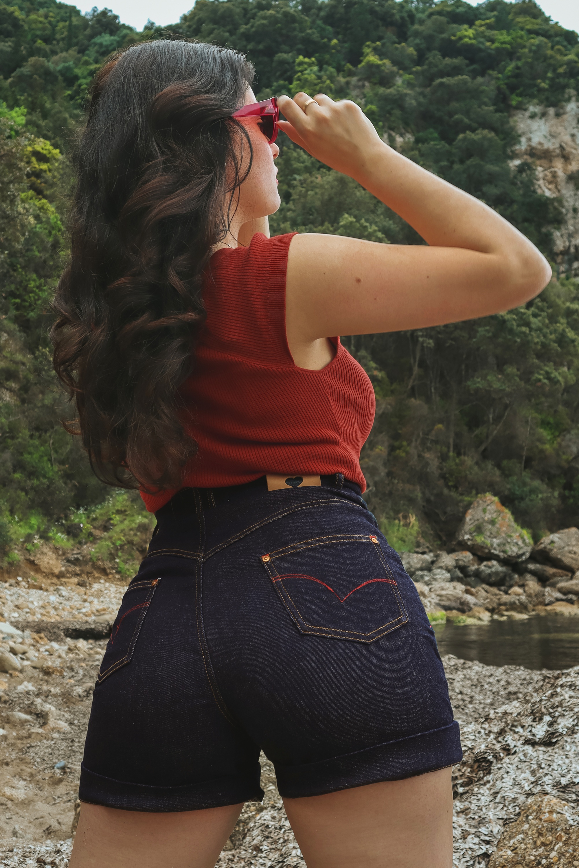 Rock-a-Booty 50s Pepper Shorts in Dark Denim | Shop at Topvintage