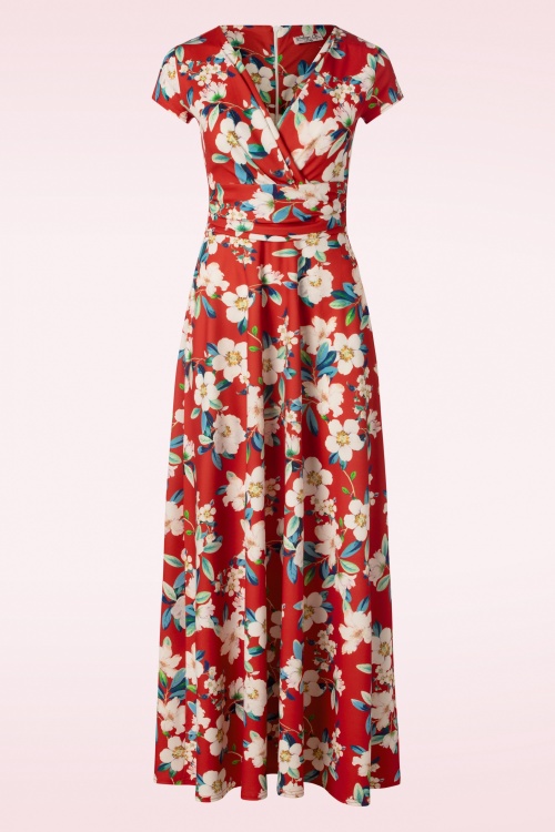 Vintage Chic for Topvintage - Rinda Floral Maxi Dress in Warm Red