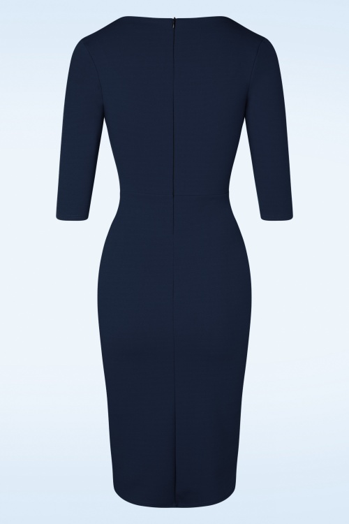 Vintage Chic for Topvintage - Nehla Pencil Dress in Navy 2