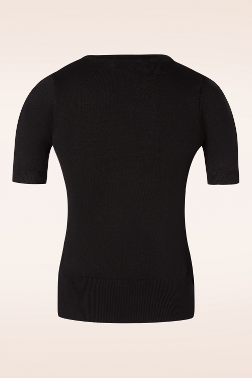Mak Sweater - 50s Debbie Short Sleeve Sweater in Black 2