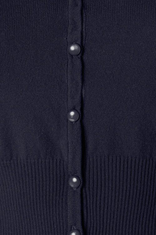 Mak Sweater - Nyla Cropped Cardigan Années 50 en Bleu Marine 3