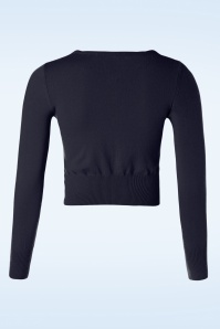 Mak Sweater - Nyla Cropped Cardigan Années 50 en Bleu Marine 2