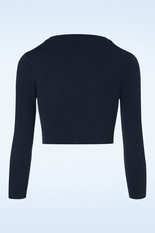 Mak Sweater - Shela Cropped Cardigan Années 50 en Bleu Marine 2