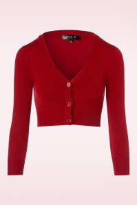 Mak Sweater - 50s Shela Cropped Cardigan in Lipstick Red