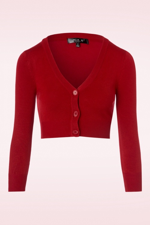 Mak Sweater - Shela Cropped Cardigan Années 50 en Rouge Vif