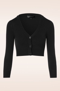 Mak Sweater - Shela Cropped Cardigan Années 50 en Noir