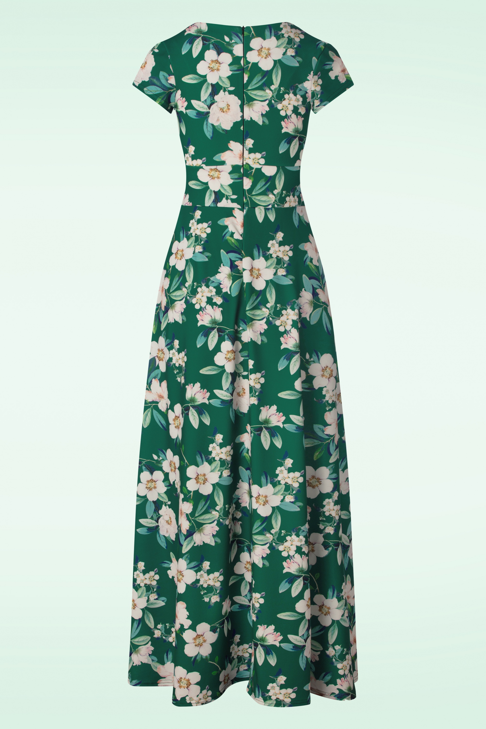 Vintage Chic for Topvintage - Rinda bloemen maxi jurk in bloemengroen 2