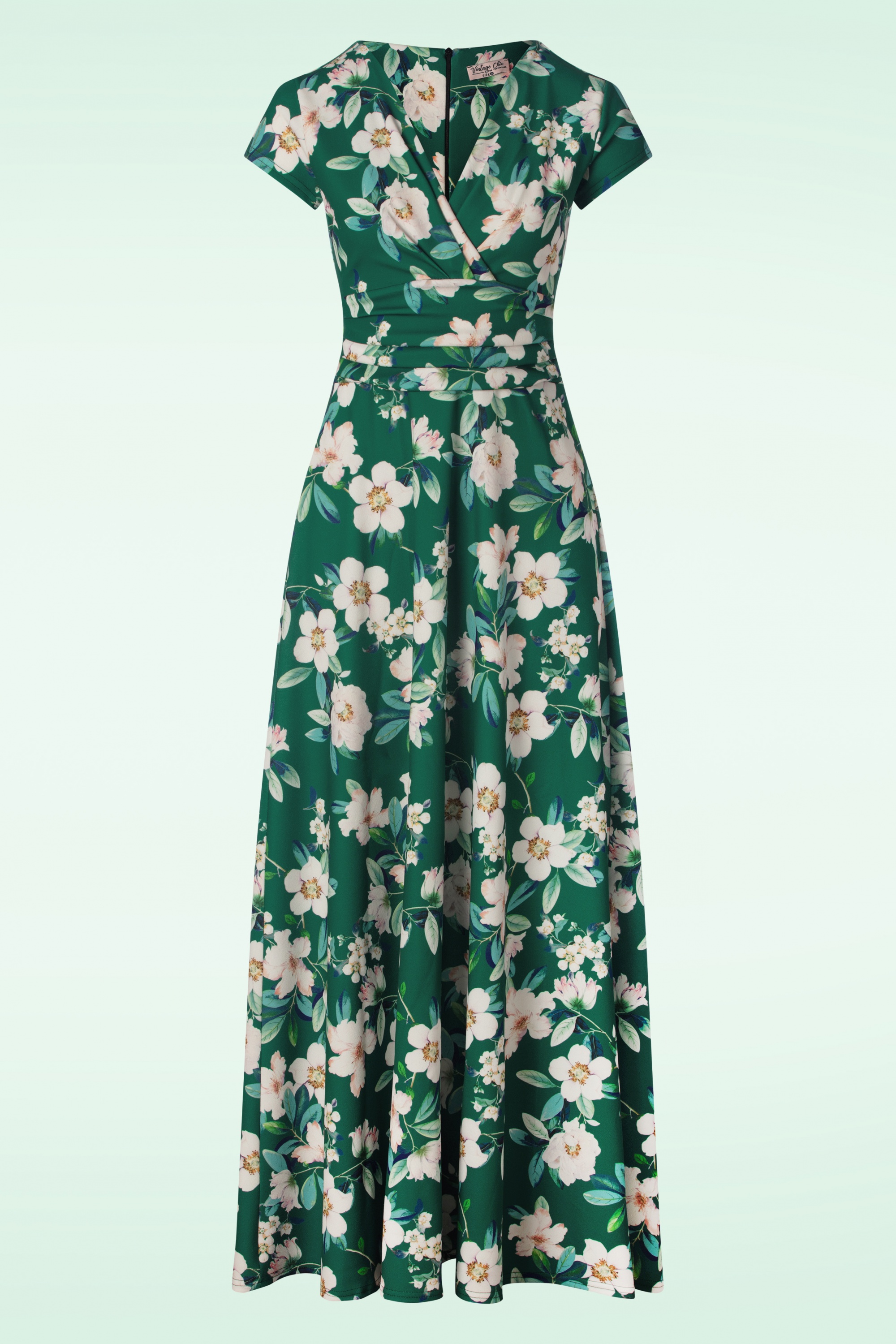 Vintage Chic for Topvintage - Rinda bloemen maxi jurk in bloemengroen