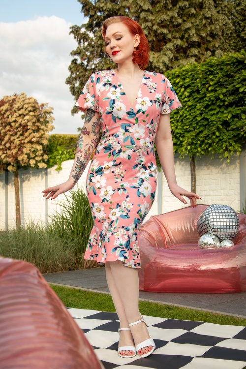 Vintage Chic for Topvintage - Katie Tropical Pencil Dress in Mustard