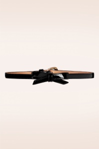 Banned Retro - 50s Gold Rush Lacquer Bow Belt in Black