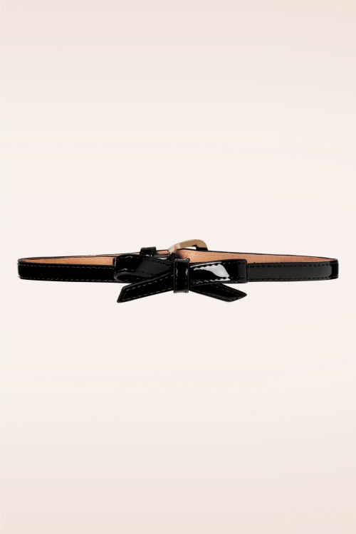 Banned Retro - 50s Gold Rush Lacquer Bow Belt in Black