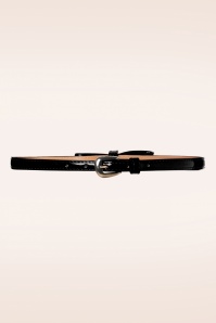Banned Retro - 50s Gold Rush Lacquer Bow Belt in Black 2