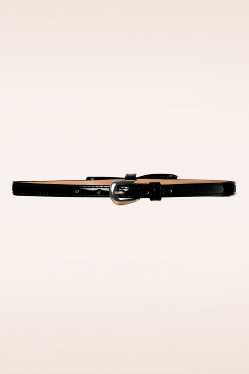 Banned Retro - 50s Gold Rush Lacquer Bow Belt in Black 2