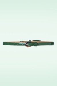 Banned Retro - 50s Gold Rush Lacquer Bow Belt in Forrest Green 2