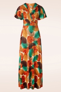 Vintage Chic for Topvintage - Freya Maxi Dress in Orange Leaf Print