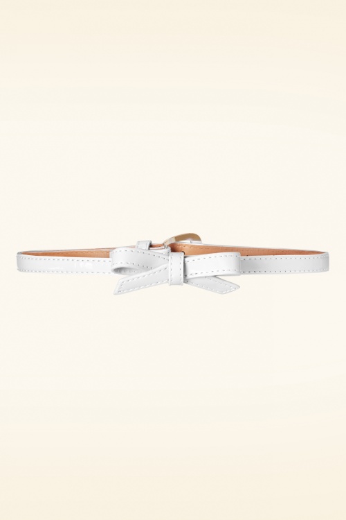 Banned Retro - 50s Lisa Lacquer Bow Belt in White