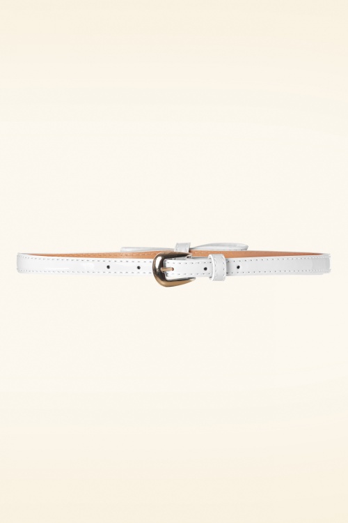Banned Retro - 50s Lisa Lacquer Bow Belt in White 2