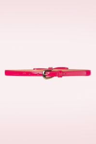 Banned Retro - 50s Gold Rush Lacquer Bow Belt in Hot Pink 2