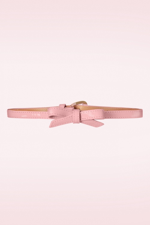 Banned Retro - 50s Lisa Lacquer Bow Belt in Light Pink