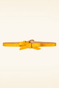 Banned Retro - 50s Gold Rush Lacquer Bow Belt in Deep Yellow