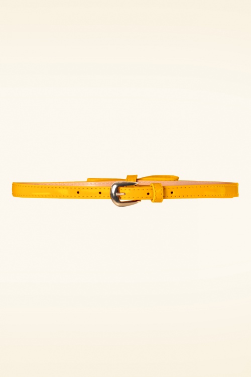 Banned Retro - 50s Gold Rush Lacquer Bow Belt in Deep Yellow 2
