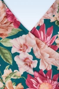 Vintage Chic for Topvintage - Amina penciljurk met bloemenprint in groenblauw  4