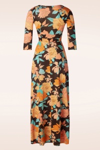 Vintage Chic for Topvintage - Paola cross over maxi jurk in bruin en oranje 2