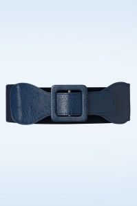 Banned Retro - 50s Ladies Day Out Square Buckle Belt in Navy