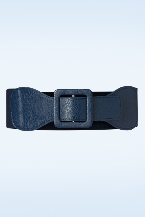 Banned Retro - 50s Ladies Day Out Square Buckle Belt in Navy