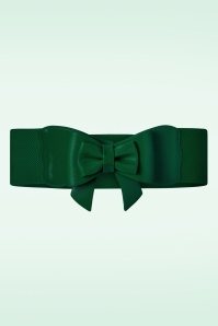 Banned Retro - 50s Play It Right Bow Belt in Bottle Green