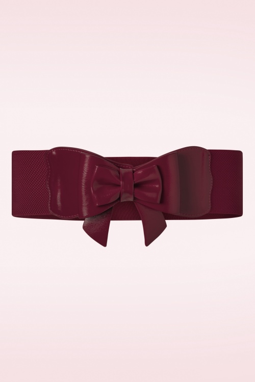 Banned Retro - Play It Right Bow Belt in Burgundy