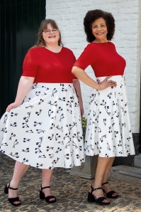 Banned Retro - Cherry Sketch Love Skirt in Off White