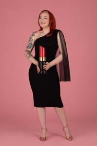 Rebel Love Clothing - Sabrina Beaded Tulle Sash Pencil Jurk in Zwart  3