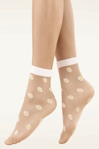 Fiorella - Daisy Socks in Powder and White
