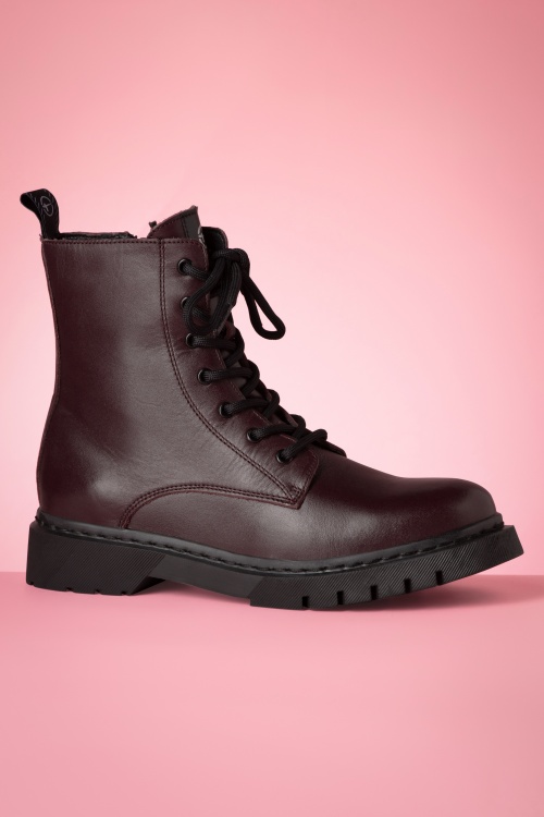 Tamaris | Gaby Leather Ankle Boots Burgundy