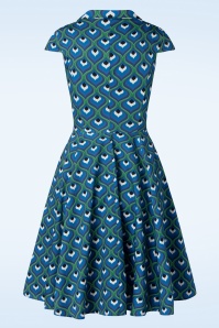 Topvintage Boutique Collection - Exclusief bij Topvintage ~ Angie swing jurk in blauw 4