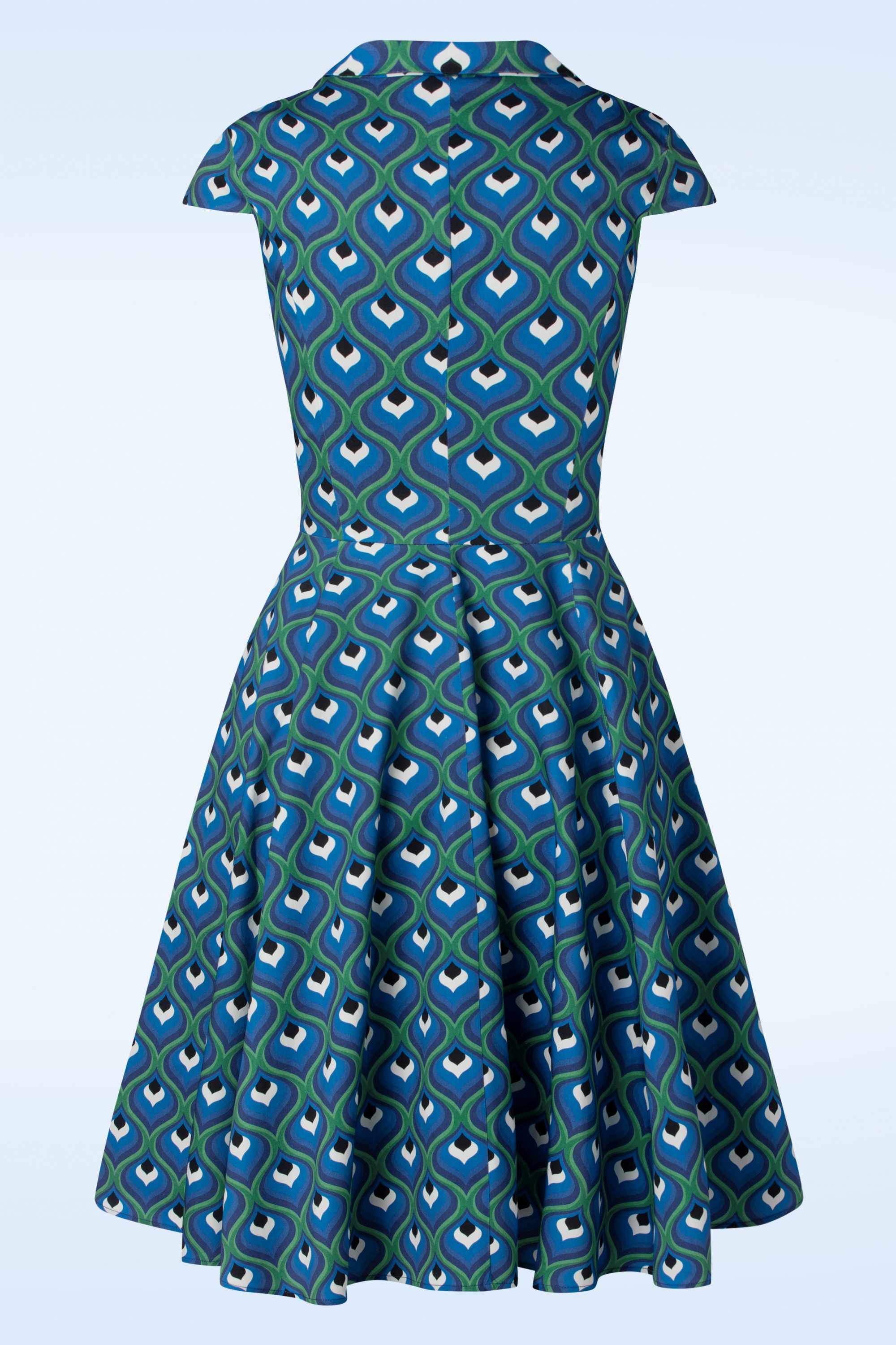 Topvintage Boutique Collection - Exclusief bij Topvintage ~ Angie swing jurk in blauw 4