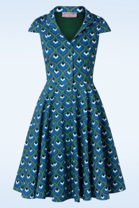 Topvintage Boutique Collection - Exclusief bij Topvintage ~ Angie swing jurk in blauw