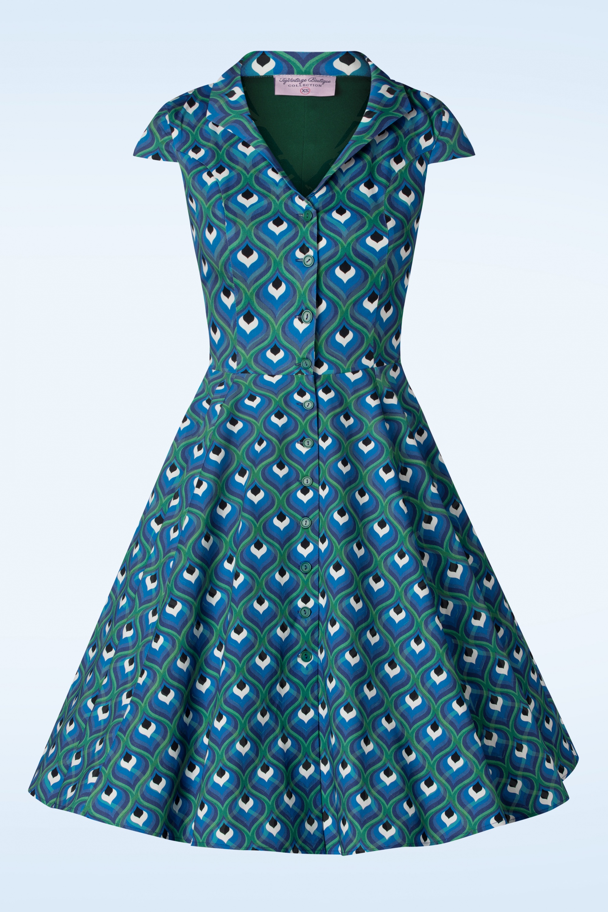 Topvintage Boutique Collection - Exclusief bij Topvintage ~ Angie swing jurk in blauw 2