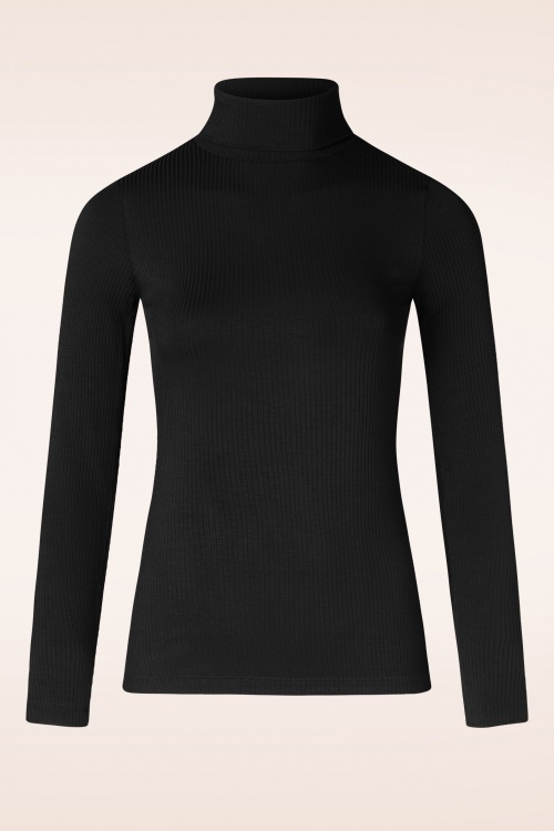 King Louie - Rollneck uni rib top in Beaujolais rood